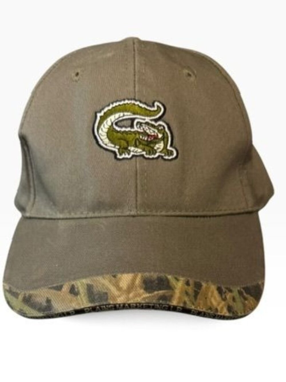 Gator Tail Lodge Embroidered Cap With Camo Brim & Plains Marketing Logo Adjustab